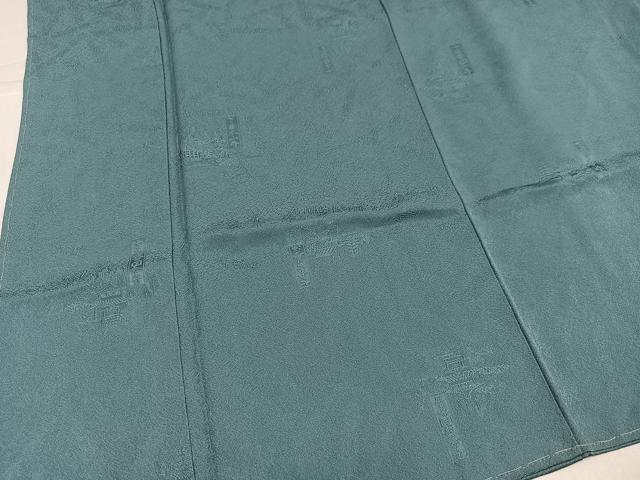平和屋着物●上質な色無地 作家物 龍道華彩 八十八家運 釈杖 風景地紋 千草色 正絹 逸品 AABK5215ph