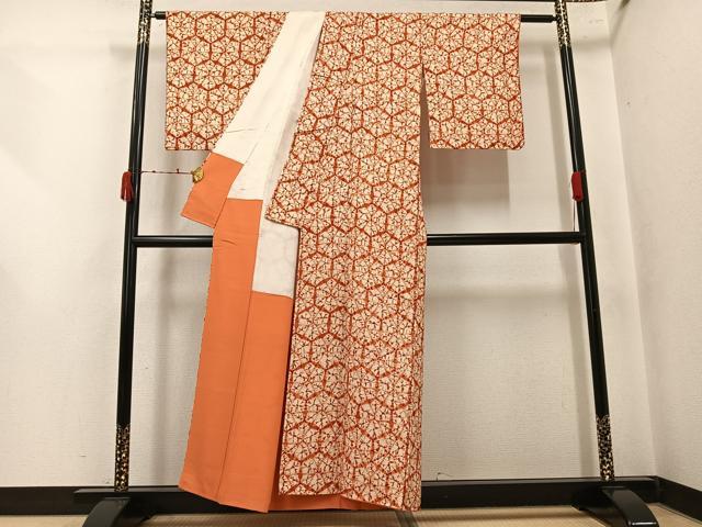 平和屋着物●岩手の匠 草紫堂 南部絞り 茜染 紬 正絹 逸品 AABK5220ph