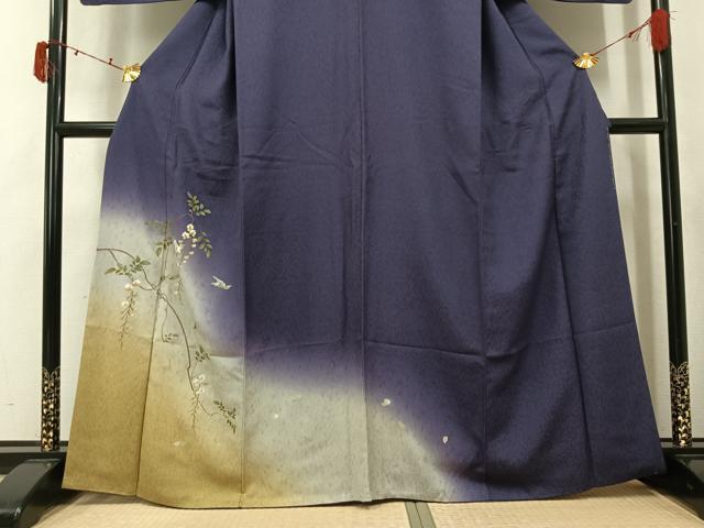 平和屋着物●訪問着 刺繍 花蝶文 暈し染め 金銀彩 やまと誂製 正絹 逸品 AABK5227ph
