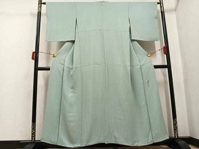 平和屋着物●本草木染作家 圓啓 色無地 紋意匠 薄雲鼠色 正絹 逸品 AABK5234ph