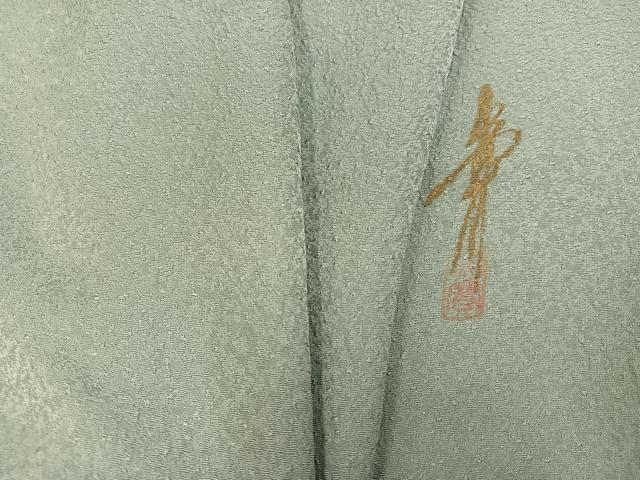 平和屋着物●本草木染作家 圓啓 色無地 紋意匠 薄雲鼠色 正絹 逸品 AABK5234ph