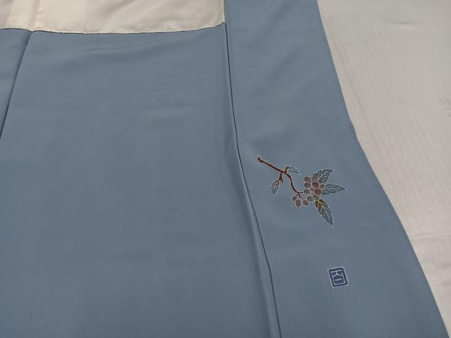 平和屋着物●京加賀友禅 百貫達雄監修 色無地 霞地紋 薄紫色 正絹 逸品 AABK5239ph