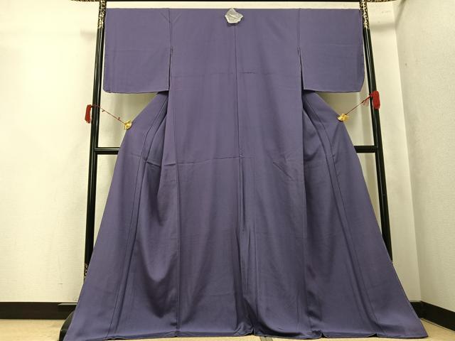 平和屋着物●上質な色無地 紫鼠色 ロング丈 正絹 逸品 AABK5242ph