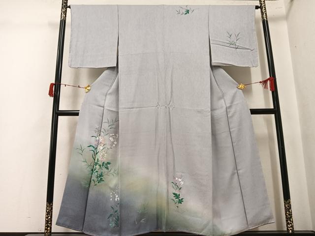 平和屋着物●訪問着 手描き 草花文 暈し染め 正絹 逸品 未使用 AABK5245ph