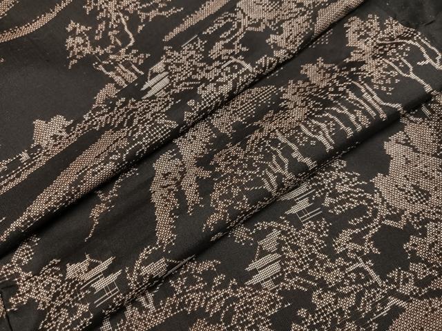 平和屋着物●本場大島紬 9マルキ 風景樹林文 正絹 逸品 AABK5249ph
