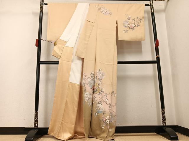 平和屋着物●訪問着 友禅 駒刺繍 雪輪花文 暈し染め 金彩 正絹 逸品 AABK5255ph