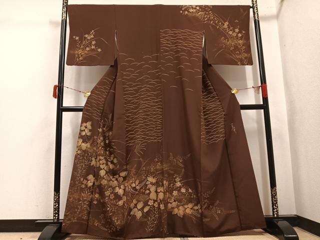 平和屋着物●訪問着 作家物 草花文 金彩 正絹 逸品 AABK5262ph
