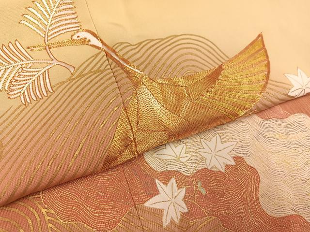 平和屋着物●豪華色留袖 駒刺繍 飛鶴草花文 暈し染め 金彩 正絹 逸品 AABK5267ph