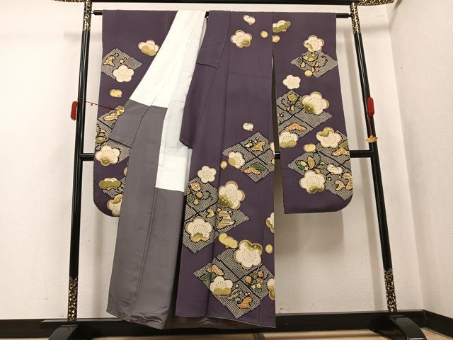 平和屋着物●豪華振袖 梅松文 金彩 正絹 逸品 AABK5276ph