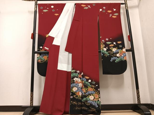 平和屋着物●豪華振袖 駒刺繍 草花文 暈し染め 金彩 正絹 逸品 AABK5283ph