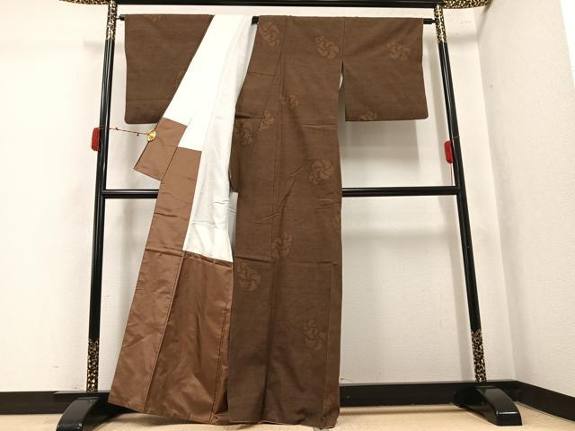 平和屋着物●結城紬 80亀甲 飛び亀甲 捻花文 正絹 逸品 AABK5286ph