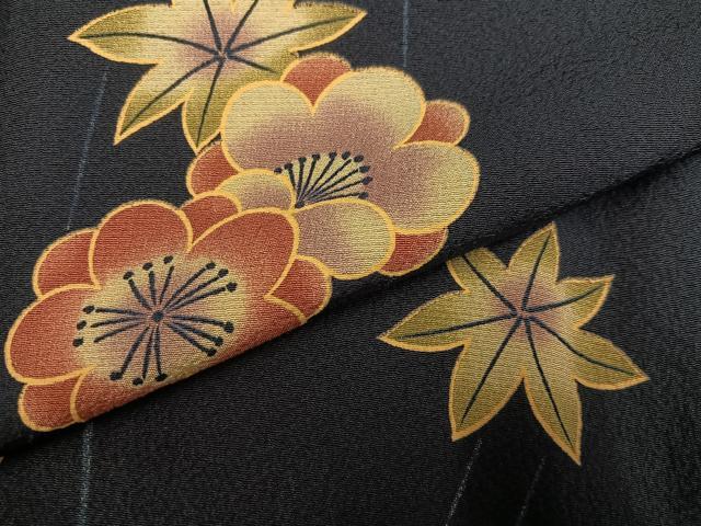 平和屋着物●上質な小紋 梅 楓 やまと誂製 正絹 逸品 AABK5289ph