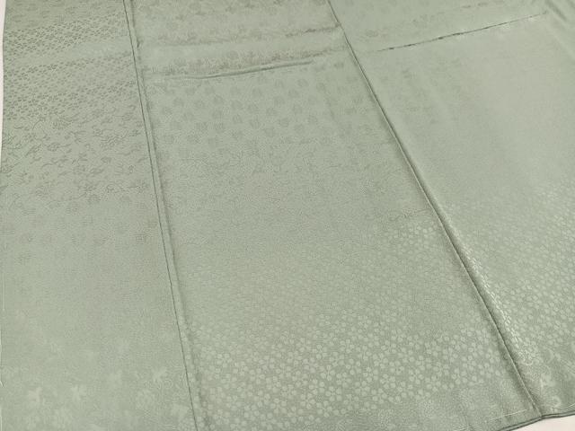 平和屋着物●上質な色無地 花唐草地紋 柳鼠色 正絹 逸品 未使用 AABK5293ph