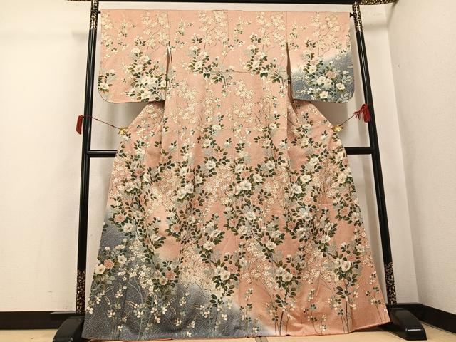 平和屋着物○訪問着 枝花文 暈し染め 金彩 正絹 逸品 AABK5296ph