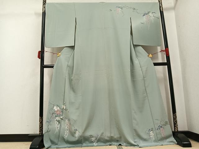 平和屋着物●訪問着 友禅 枝花文 暈し染め ロング丈 正絹 逸品 AABK5302ph