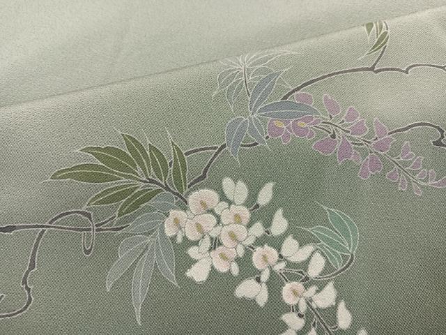 平和屋着物●訪問着 友禅 枝花文 暈し染め ロング丈 正絹 逸品 AABK5302ph
