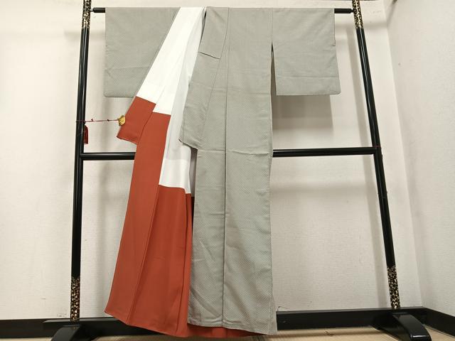 平和屋着物●お召 鹿の子文様 正絹 逸品 AABK5309ph