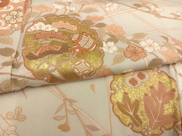 平和屋着物●訪問着 駒刺繍 雪輪草花宝尽くし 金彩 正絹 逸品 AABK5317ph
