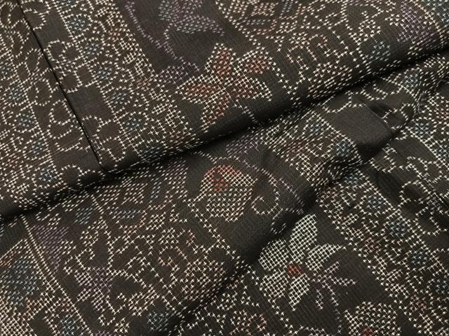 平和屋着物●本場大島紬 9マルキ 花唐草文 正絹 逸品 AABK5318ph