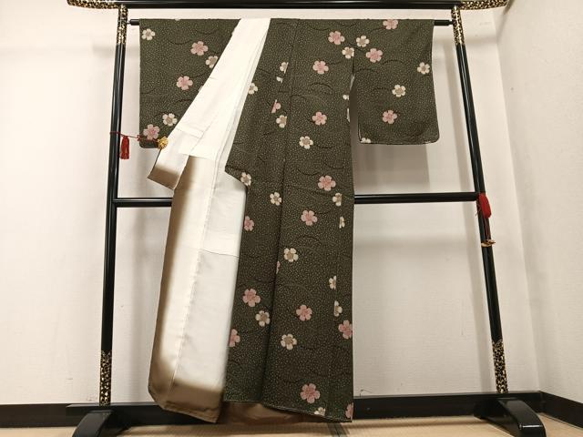 平和屋着物●上質な小紋 桜芝文 正絹 逸品 未使用 AABK5333ph