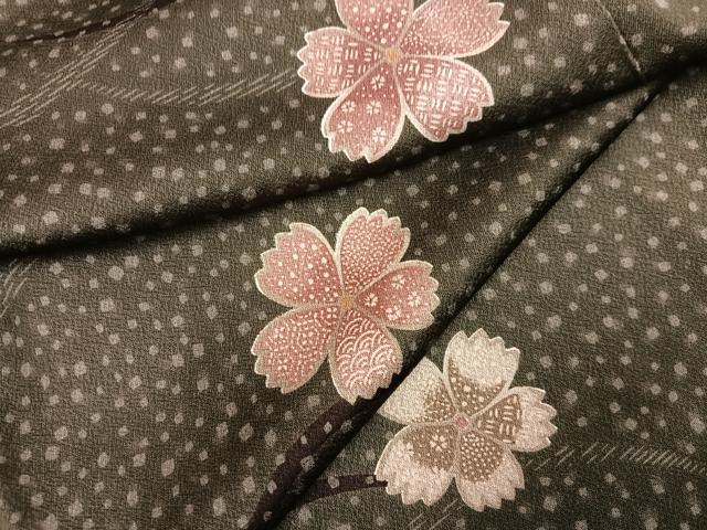 平和屋着物●上質な小紋 桜芝文 正絹 逸品 未使用 AABK5333ph