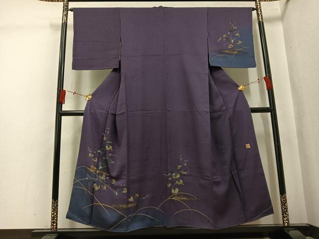 平和屋着物●和紙染染色作家・植村彩弘 訪問着 草花文 暈し染め 金彩 やまと誂製 正絹 逸品 未使用 AABK5335ph