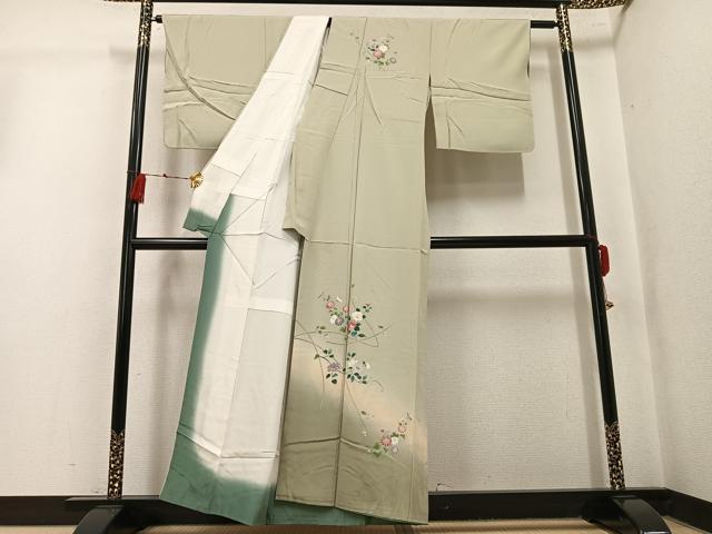 平和屋着物●訪問着 友禅 枝花文 暈し染め 正絹 逸品 未使用 AABK5341ph