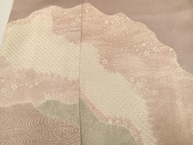 平和屋着物●訪問着 絞り 流水草花文 正絹 逸品 AABK5342ph