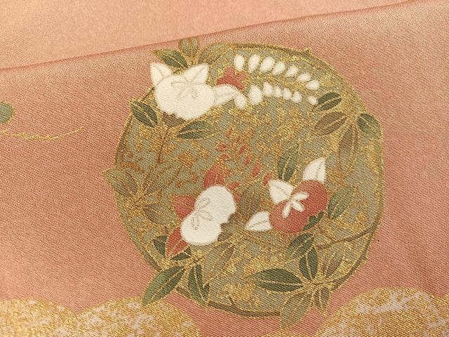 平和屋着物●訪問着 草花文 暈し染め 金彩 正絹 逸品 AABK5344ph