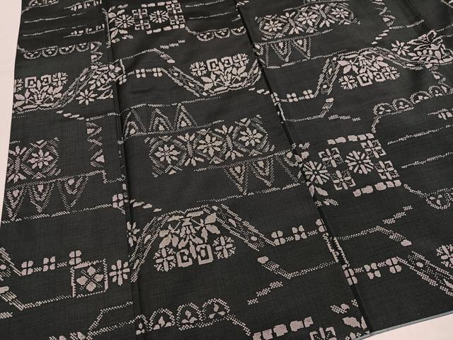 平和屋着物●本場縞大島紬 花尽くし 正絹 逸品 AABK5347ph