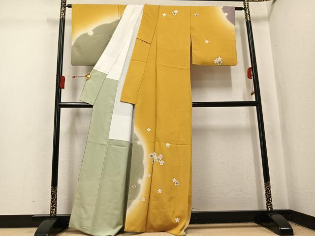 平和屋着物●訪問着 雪輪桜文 暈し染め 金彩 正絹 逸品 AABK5351ph