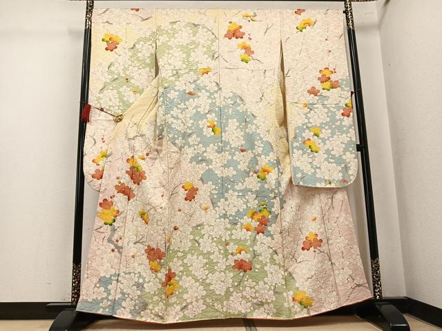 平和屋着物▽豪華振袖 舞花文 金彩 正絹 逸品 AAAX0995ck 平和屋着物