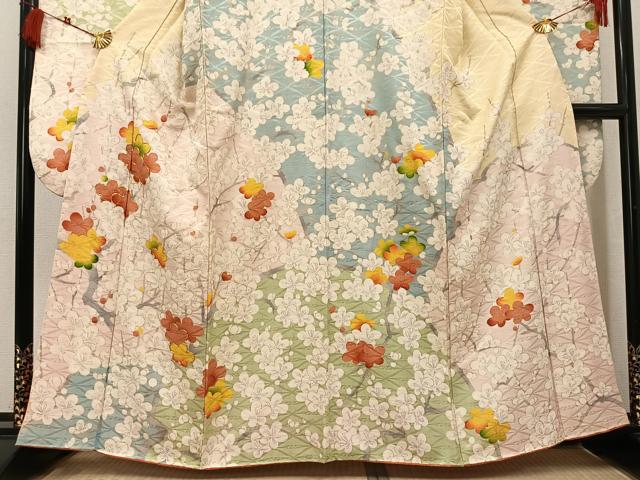 平和屋着物●豪華振袖 駒刺繍 梅 金彩 正絹 逸品 AABK5353ph