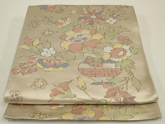 平和屋着物◎六通柄袋帯 飾花文 金銀糸 正絹 逸品 AABK5374ou