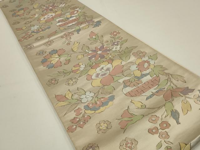 平和屋着物◎六通柄袋帯 飾花文 金銀糸 正絹 逸品 AABK5374ou