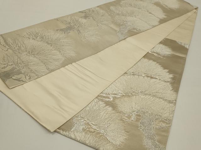 平和屋着物◎六通柄袋帯 唐織 松 銀糸 正絹 逸品 AABK5384ou