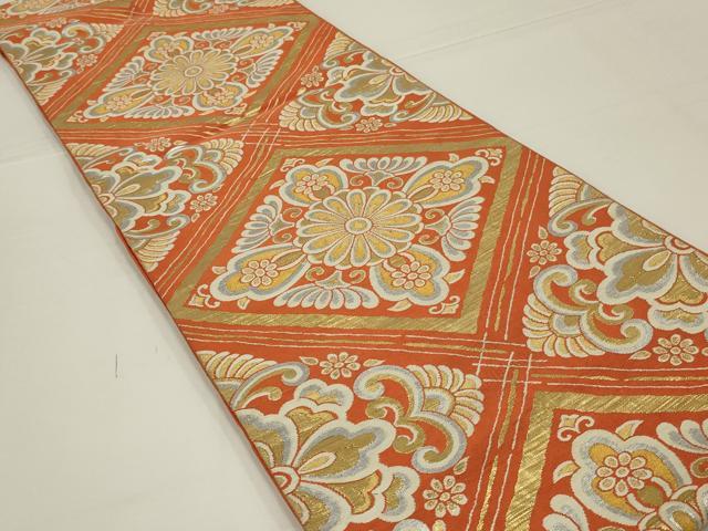平和屋着物◎六通柄 本袋帯 花菱文 金銀糸 正絹 逸品 AABK5396ou