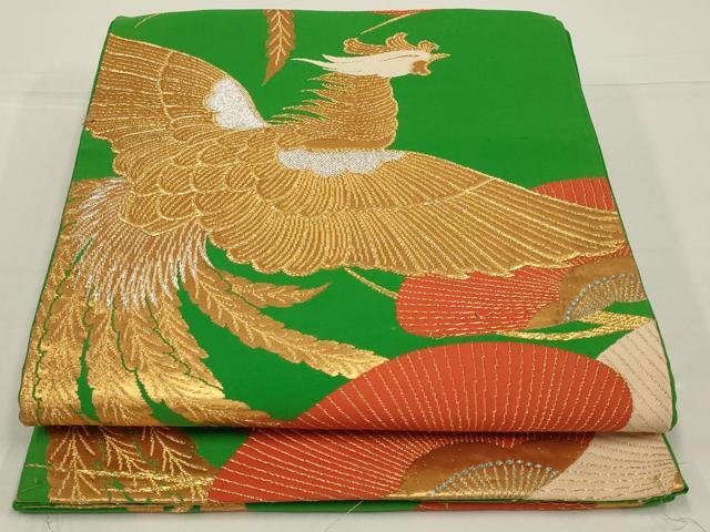 平和屋着物◎六通柄袋帯 唐織 鳳凰松文 金銀糸 正絹 逸品 AABK5400ou