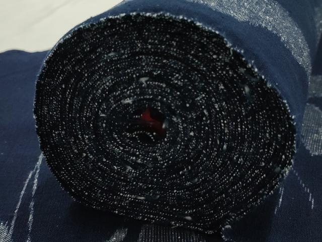 平和屋着物●久留米絣 反物 着尺 正藍絵絣中尾 舞蝶文 綿 逸品 未使用 AABK5406ay