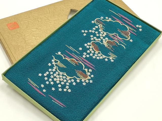 平和屋着物●ファッションデザイナー 花井幸子 和装小物 半衿 刺繍 霞花文 逸品 未使用 AABK5412ay