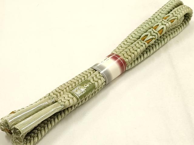 平和屋着物●和装小物 帯締め・帯揚げセット 古都の華 平組 山葵色 逸品 未使用 AABK5421ay