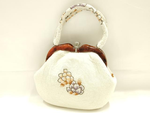 平和屋着物●和装小物 和装バッグ ハンドバッグ ビーズバッグ 花柄 逸品 AABK5497ay