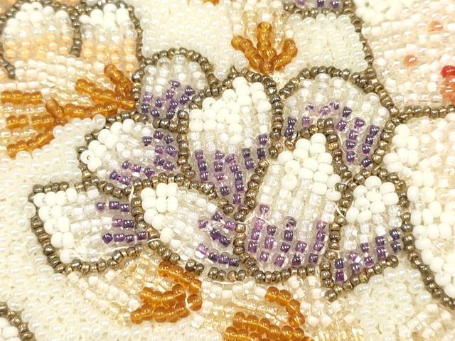平和屋着物●和装小物 和装バッグ ハンドバッグ ビーズバッグ 花柄 逸品 AABK5497ay