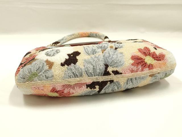 平和屋着物●和装小物 和装バッグ ハンドバッグ ビーズバッグ 花柄 逸品 AABK5499ay