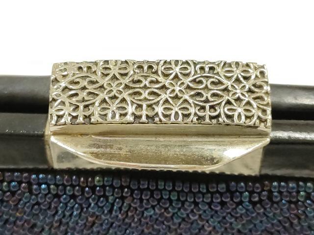 平和屋着物●和装小物 和装バッグ ハンドバッグ ビーズバッグ 青 逸品 AABK5503ay