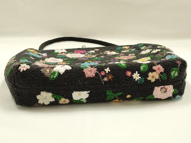 平和屋着物●和装小物 和装バッグ ハンドバッグ ビーズバッグ がま口 花柄 逸品 AABK5504ay