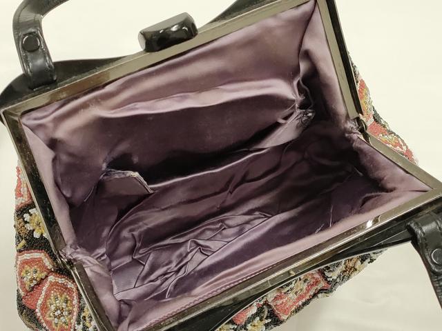 平和屋着物●和装小物 和装バッグ ハンドバッグ ビーズバッグ 亀甲花文 逸品 AABK5507ay