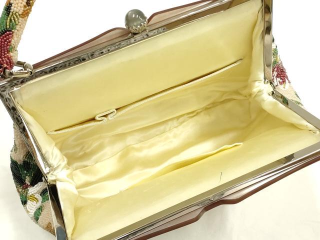 平和屋着物●和装小物 和装バッグ ハンドバッグ ビーズバッグ 花柄 逸品 AABK5508ay