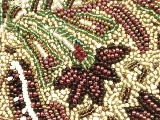 平和屋着物●和装小物 和装バッグ ハンドバッグ ビーズバッグ 本刺繍 更紗花文 逸品 未使用 AABK5511ay