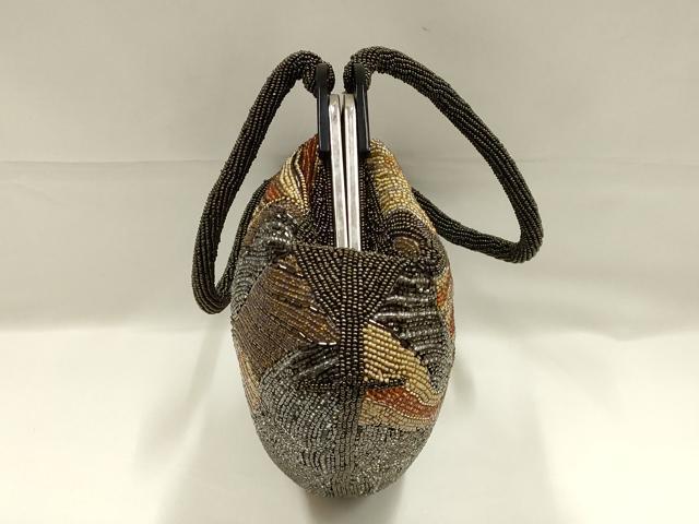 平和屋着物●和装小物 和装バッグ ハンドバッグ ビーズバッグ 幾何学模様 逸品 AABK5514ay